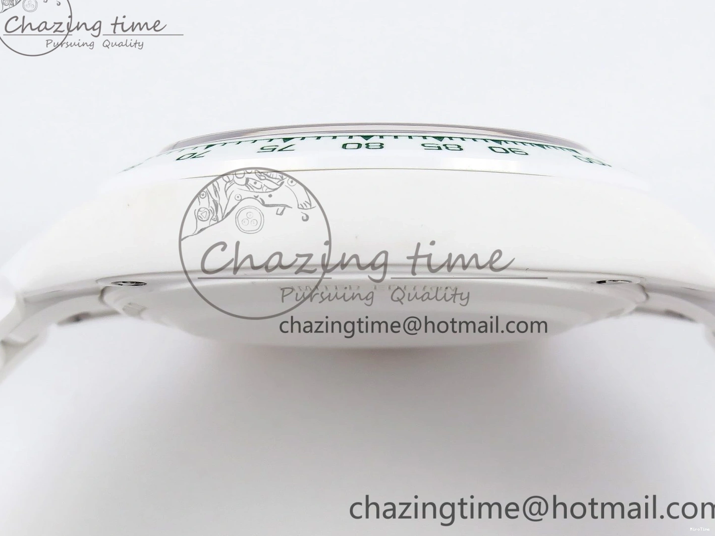 MiroTime 0203 MoistureWicking Daytona AET White Ceramic Case and Bracelet Green Dial SA4130 V 1891